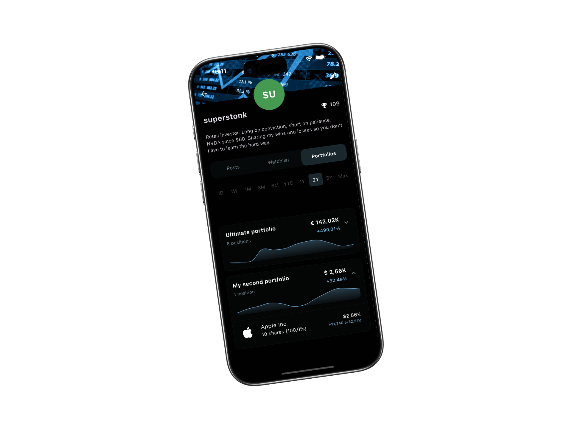 Public investor profile with shared portfolios